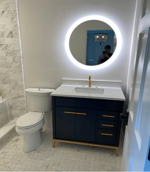 Modern bathroom with sleek design showing bathroom remodeling trends in Noblesville, IN