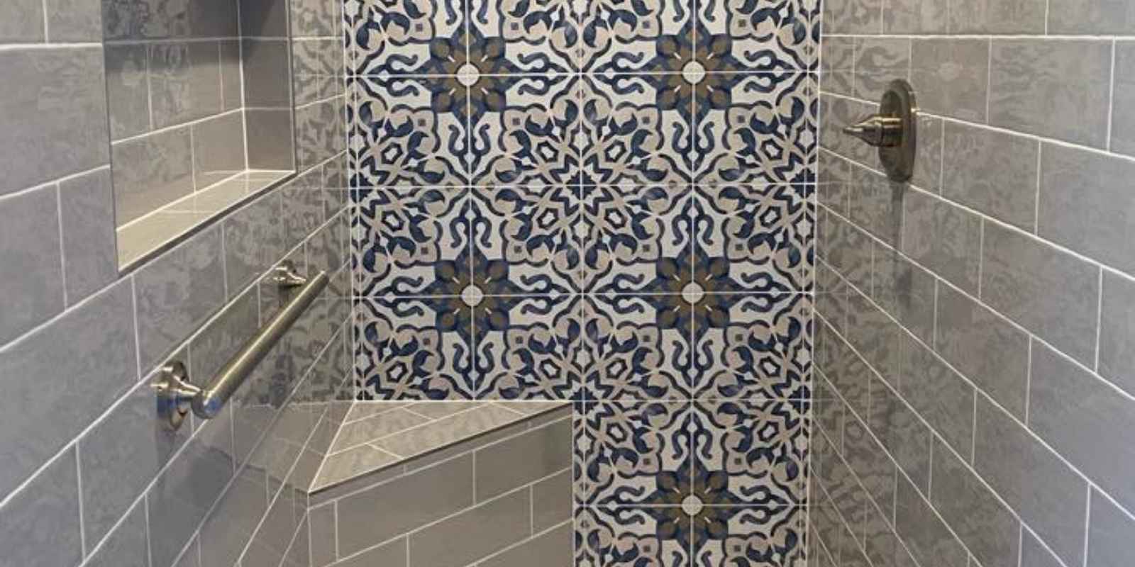 seamless curbless shower with linear drain system layout