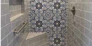 creative shower tile herringbone pattern elegant bathroom