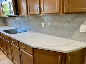 herringbone pattern backsplash
