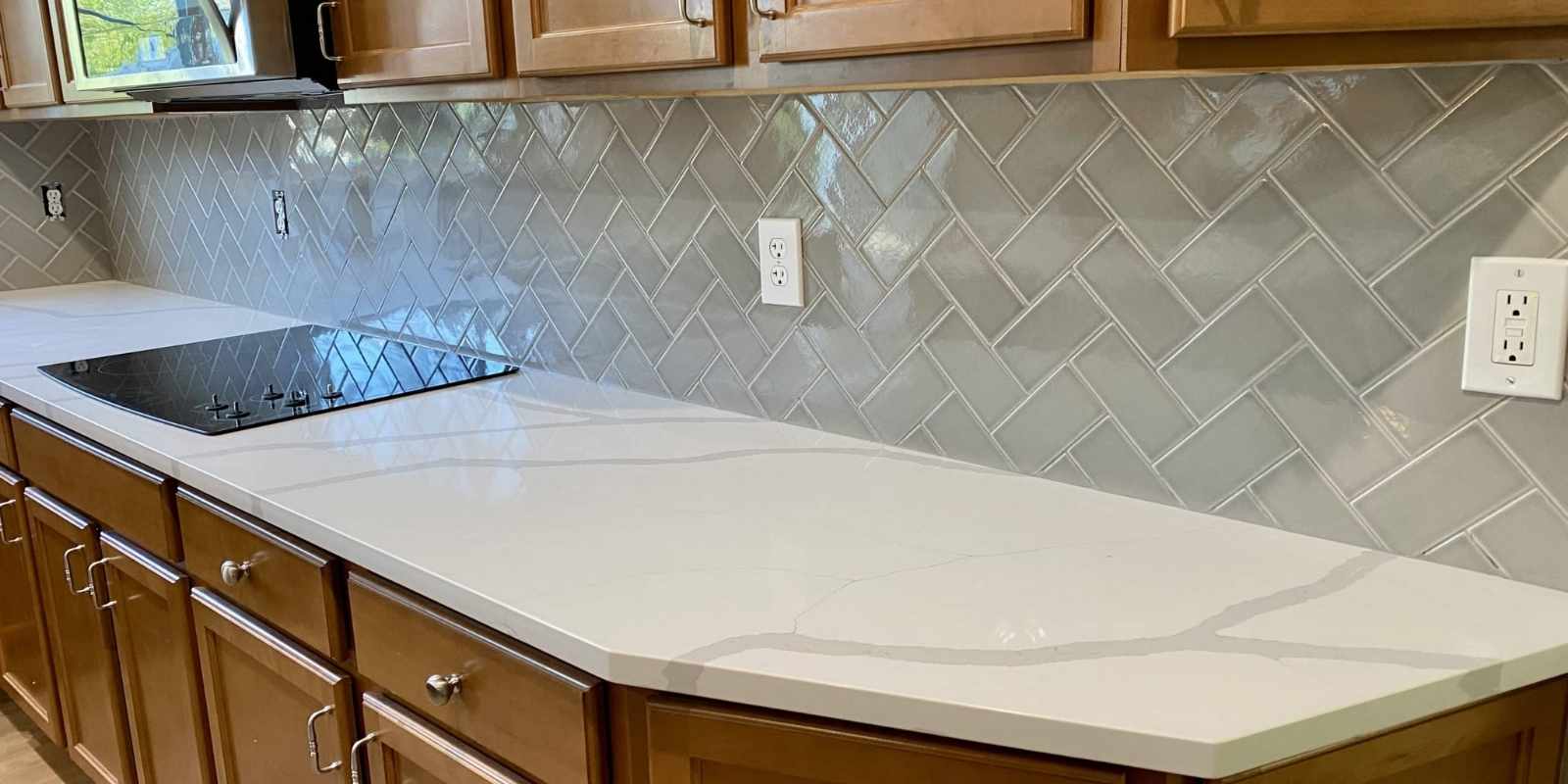 elegant large tile kitchen backsplash layout