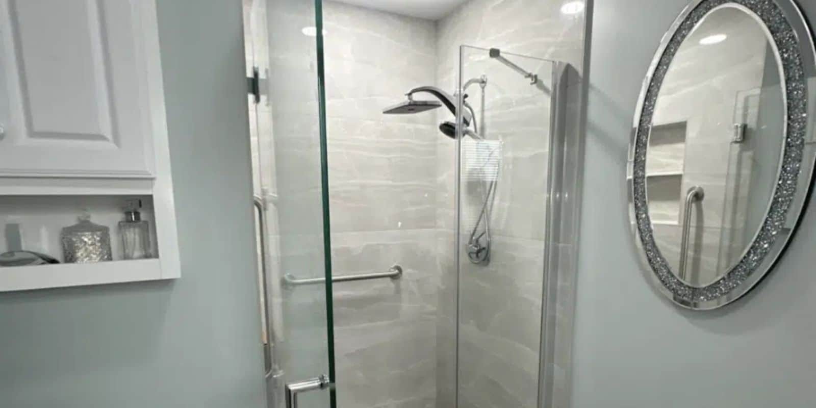 elegant walk in shower tile design