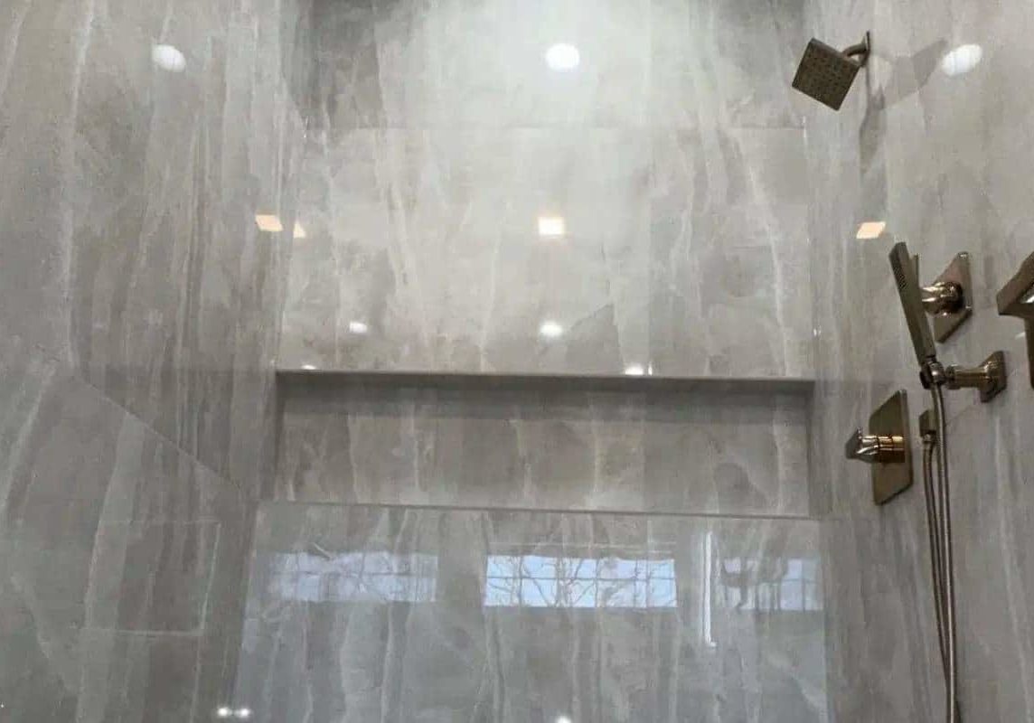modern shower remodel in bathroom